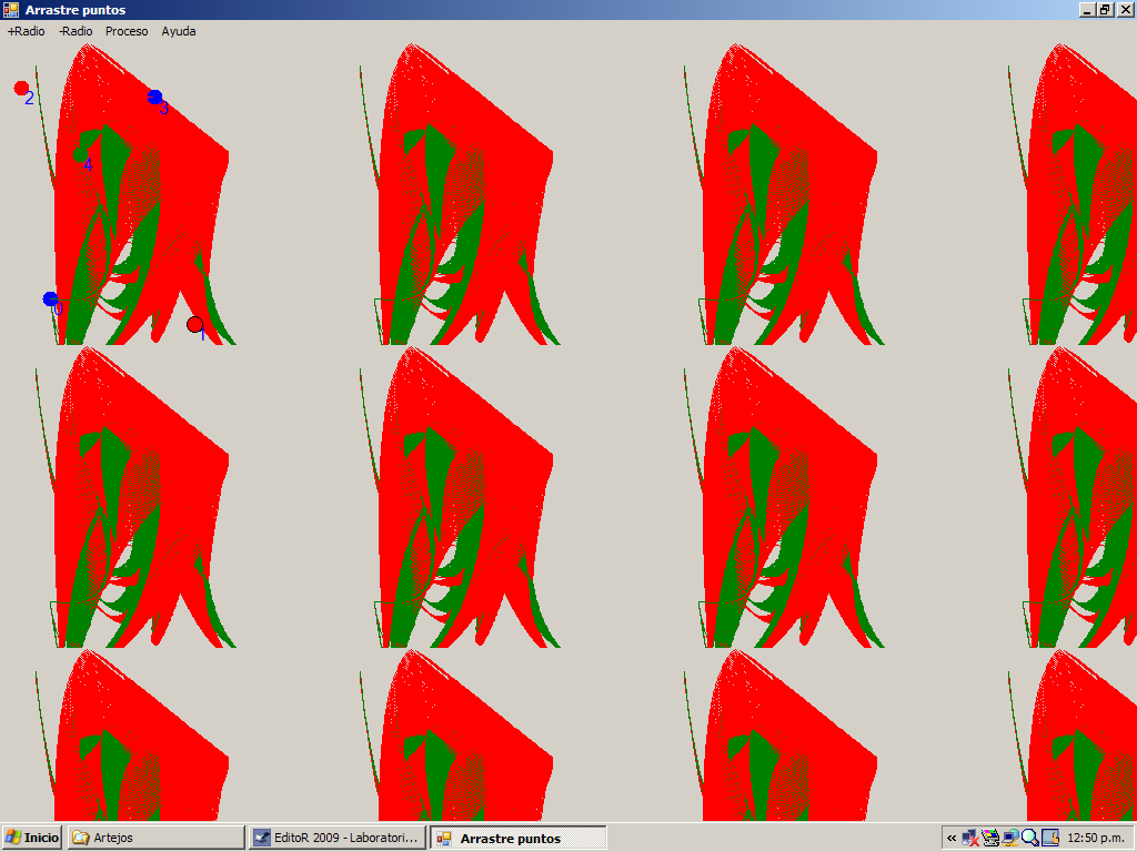Rastro dejado por una curva en movimiento